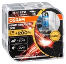 Preview: Duo Set OSRAM Glühlampe H4 Bilux Night Breaker 200 +200% 12V 60/55W 64193NB200