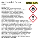 Preview: 24x BREHMA Acryl Lackspray Ral 9010 Reinweis matt Lack Farbe Sprühfarbe 400ml inkl. Griff