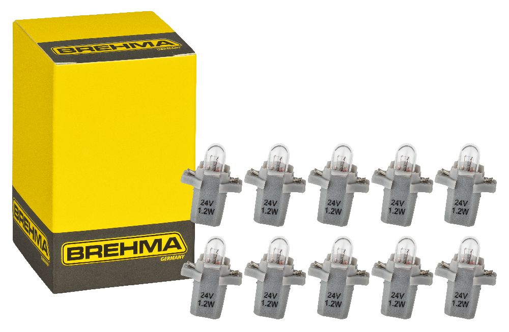 10x BREHMA  B8,3d BAX10s Grau Instrumentenbeleuchtung 24V 1,2W