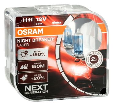 2er Set OSRAM Glühlampe H11 Night Breaker Laser Next Generation 12V 55W 64211NL