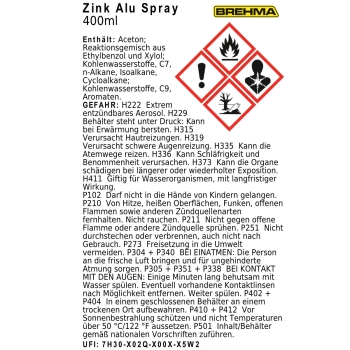 BREHMA Zink Alu Spray hell Grundierung Korrosionsschutz bis 300°C 400ml