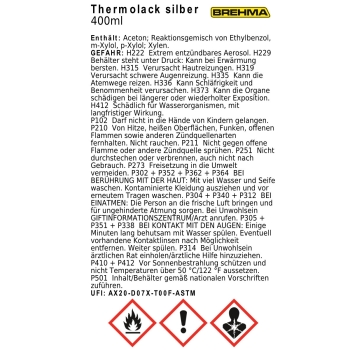 BREHMA Thermolack silber 400ml bis 600° C hitzebeständig Schutz Lack abriebfest