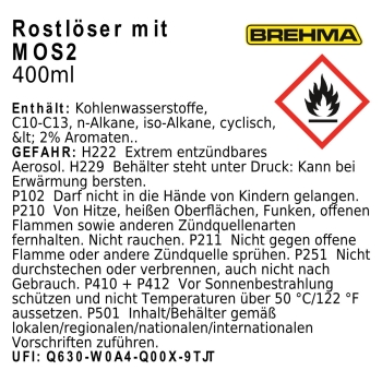 BREHMA Rostlöser mit MoS2 Intensiv Rostlöserspray 400ml Korrosionsschutz