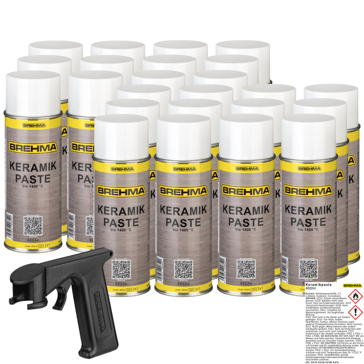 24x BREHMA Keramikpaste Spray 400ml Keramikpastenspray bis 1400° C mit Griff