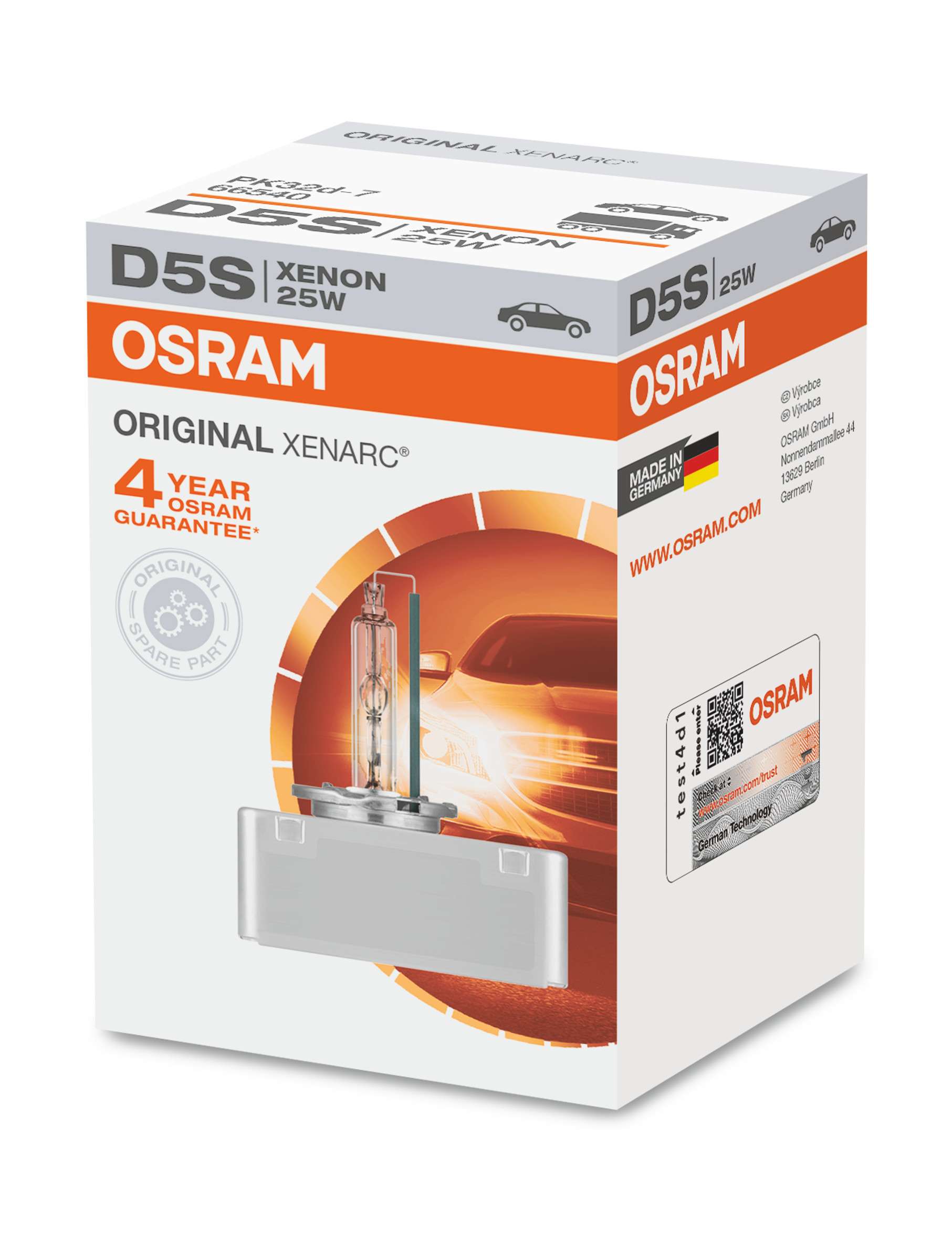 OSRAM Xenarc D5S Xenon Brenner PK32D-7 12V+24V 25W 66540