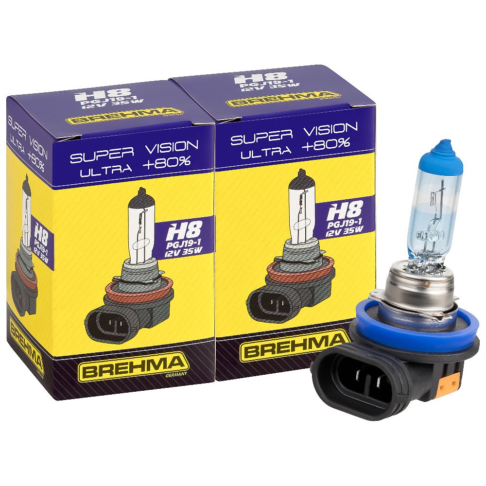 Auto-Lampen-Discount - H7 Lampen und mehr günstig kaufen - Duo Set BREHMA  Premium H8 Super Vision Ultra +80% Autolampe 12V 35W