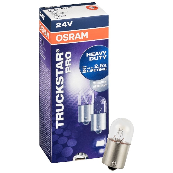 10x OSRAM Kugellampe R10W Truckstar Pro BA15s Heavy Duty 24V 10W LKW 5637TSP