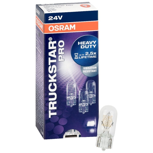 10x OSRAM Standlicht W5W Truckstar Pro T10 24V 5W Heavy Duty LKW 2845TSP