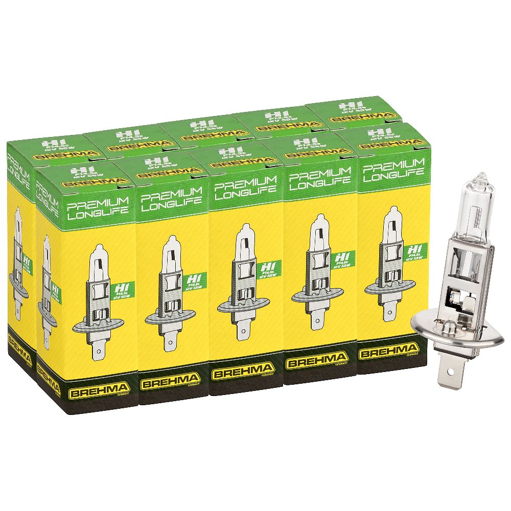 10x Brehma Premium H1 Longlife LL Halogen Glühlampe 12V 55W P14.5s