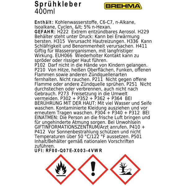 24x BREHMA Sprühkleber extra Stark Kontaktkleber Kleber Haftkleber inkl. Griff