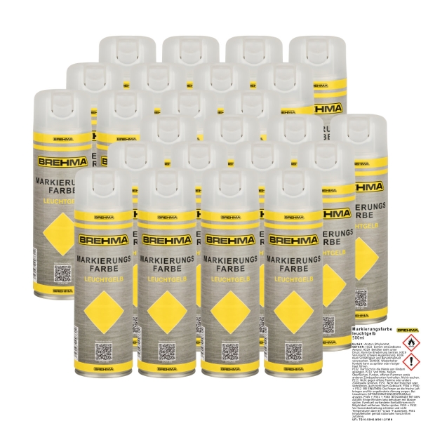 24x Markierungsspray Forstspray Markierungsfarbe leuchtgelb 500ml