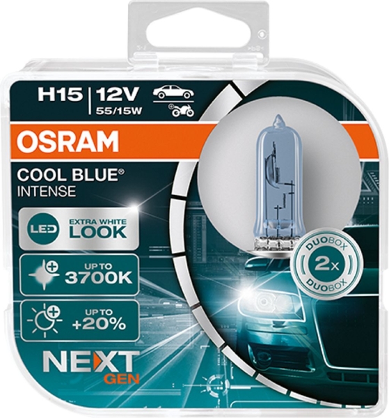 2x OSRAM Glühlampe H15 Cool Blue Intense NEXT GEN 12V 15/55W 64176CBN