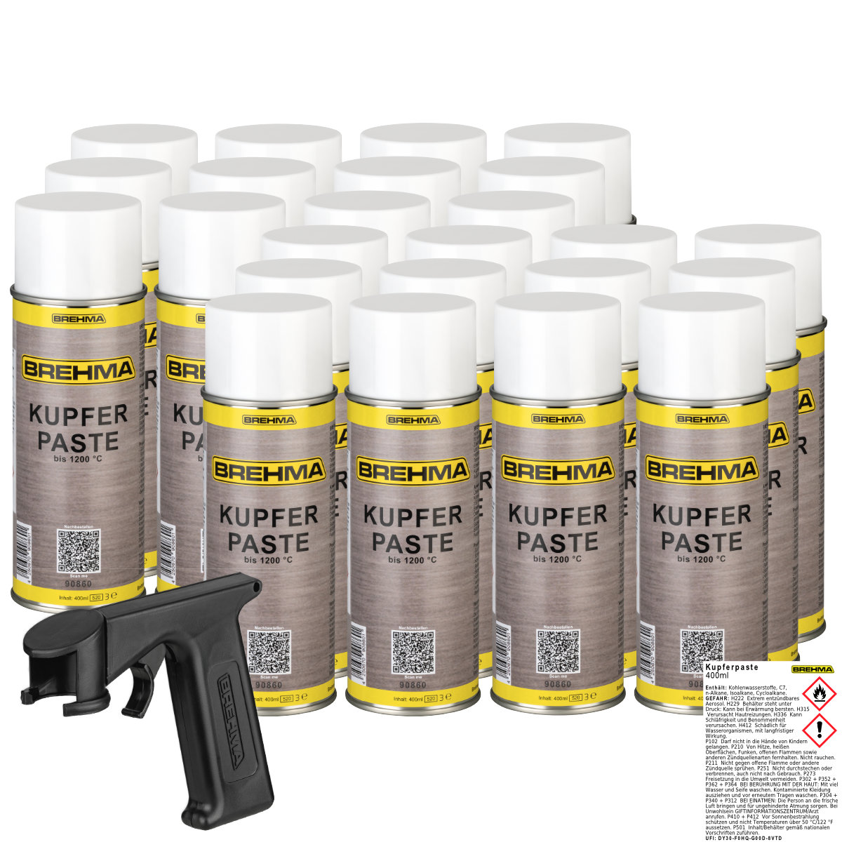 24x BREHMA Kupferpaste Spray 400ml Kupferpastenspray mit Griff