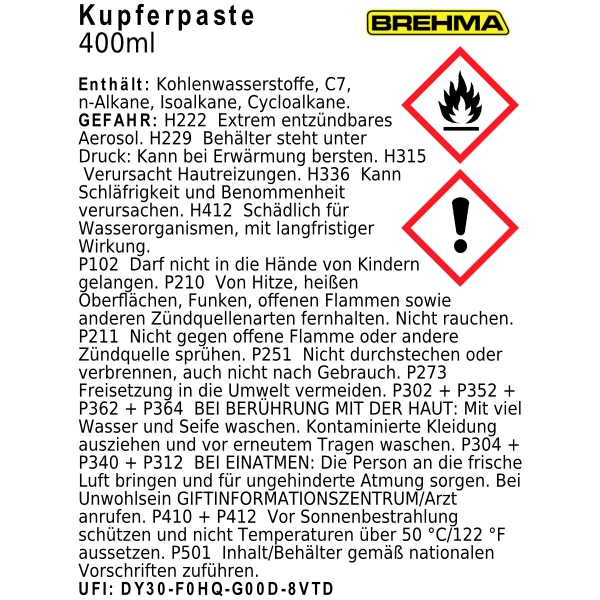 24x BREHMA Kupferpaste Spray 400ml Kupferpastenspray mit Griff