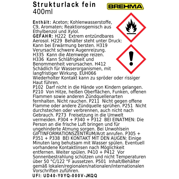 BREHMA Strukturlack fein Kunststoff Struktur lackierbar Kräusel Spray schwarz matt