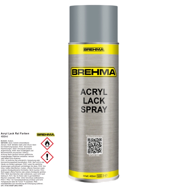 BREHMA Acryl Lackspray Ral 7001 Silbergrau matt Lack Farbe Sprühfarbe 400ml