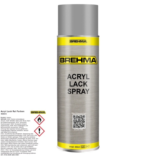 BREHMA Acryl Lackspray Ral 9006 Weisalu matt Lack Farbe Sprühfarbe 400ml