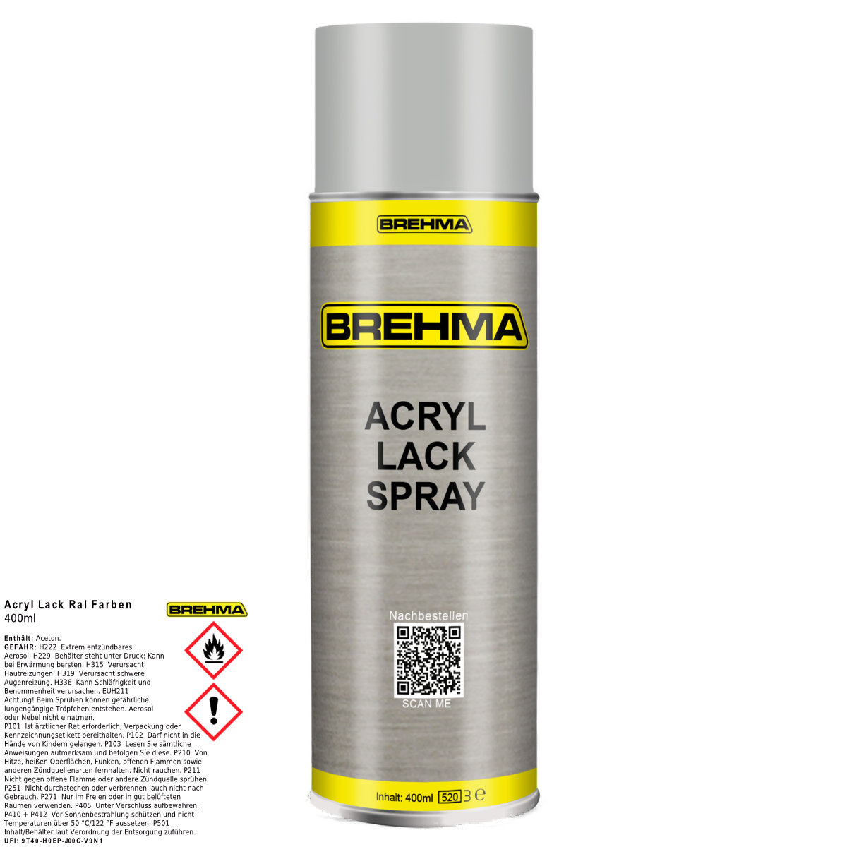 BREHMA Acryl Lackspray Ral 7035 Lichtgrau matt Lack Farbe Sprühfarbe 400ml