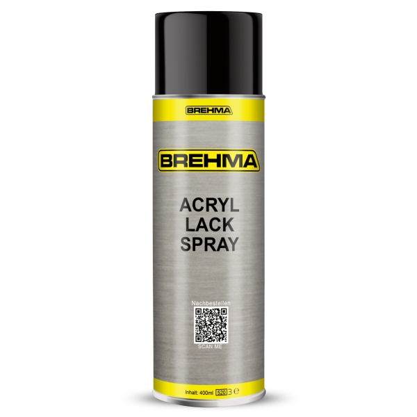 BREHMA Acryl Lackspray Ral 9005 Schwarz glänzend Lack Farbe Sprühfarbe 400ml