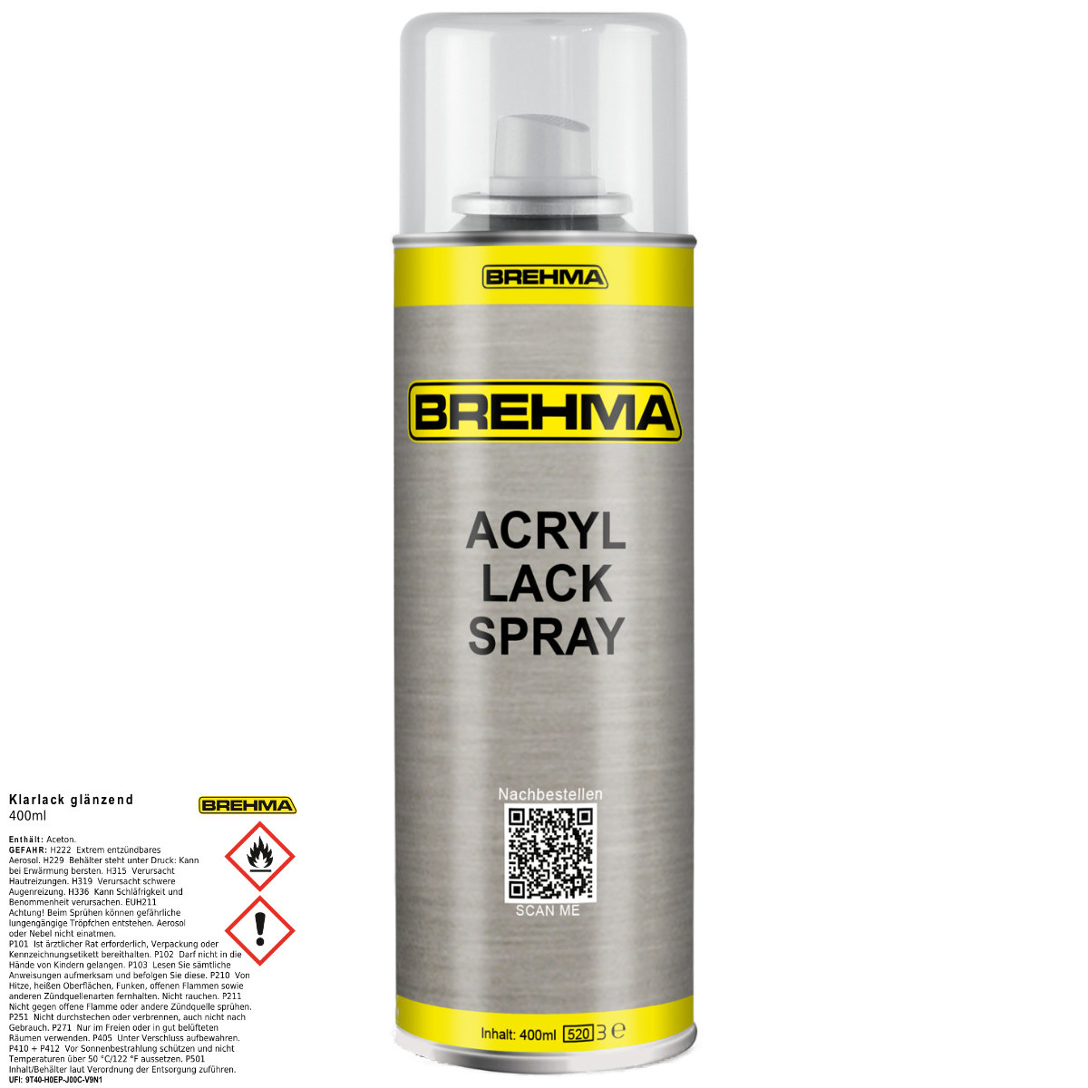 BREHMA Klarlack glänzend Lackspray Sprühlack 400ml