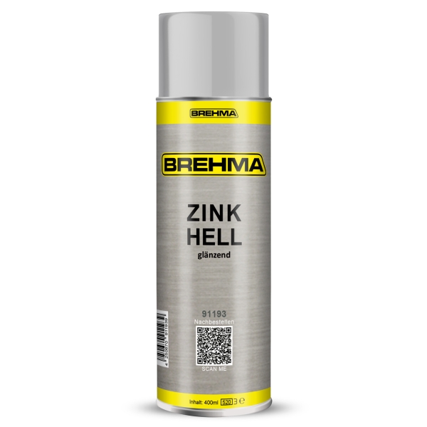 24x BREHMA Zinkspray hell glänzend Grundierung Korrosionsschutz bis 300° C 400ml inkl. Griff